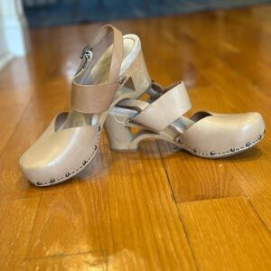 Dansko Beige Leather Clog Heels